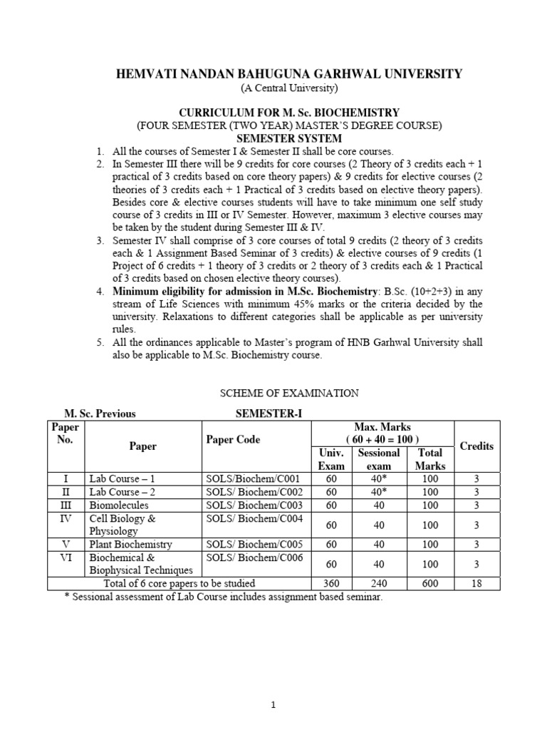 M sc biochemistry 2019 syllabus pdf translation biology