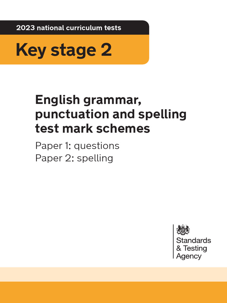 2023 Key Stage 2 English Grammar Punctuation and Spelling Mark Schemes ...