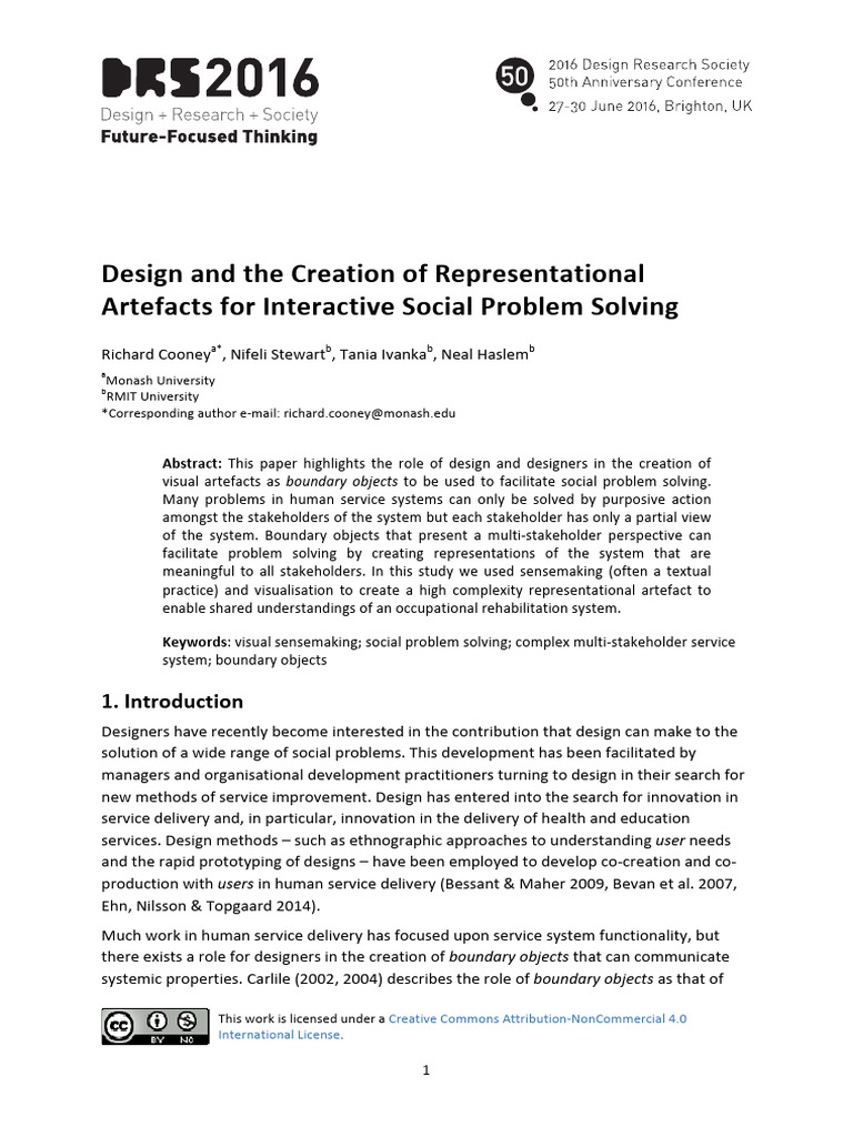 Design and Problem Framing in Social Design - Cooney | PDF | Cognitive ...