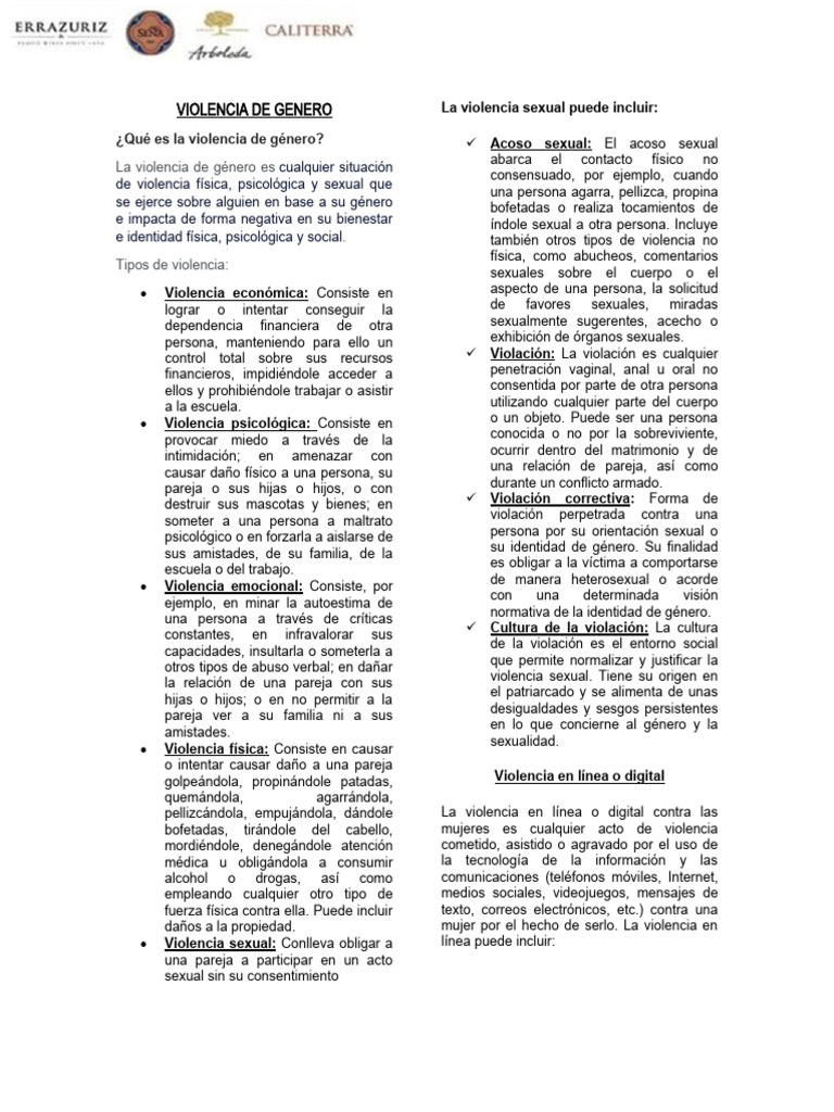 Violencia De Genero Pdf Violación Violencia