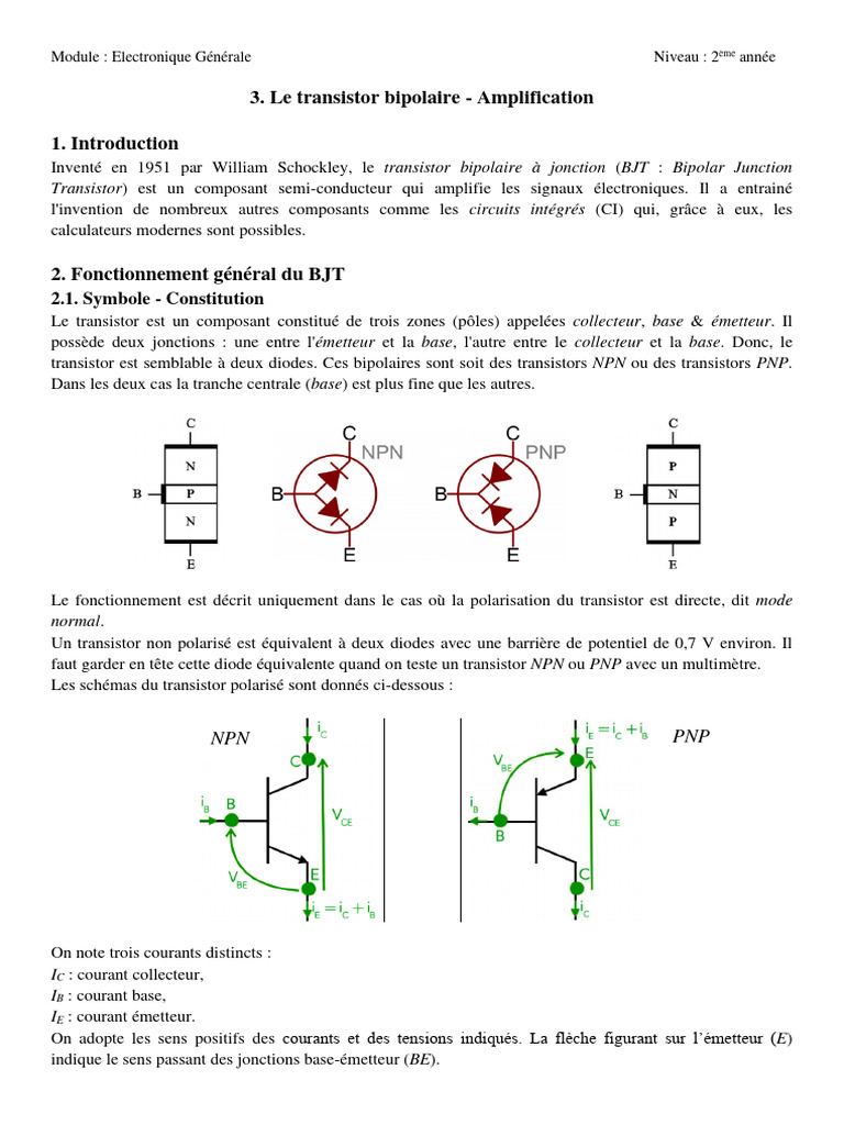 Chap3 transistor bipolaire & amplification PDF