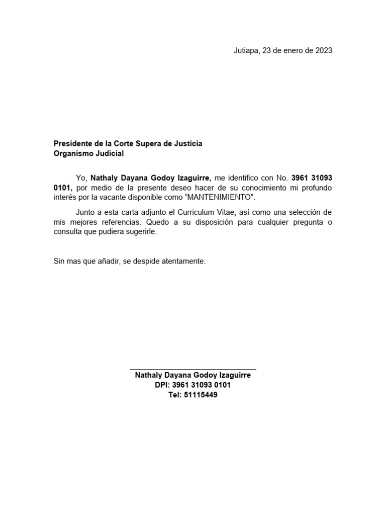 Carta para Solicitud A Corte Suprema de Justicia | PDF