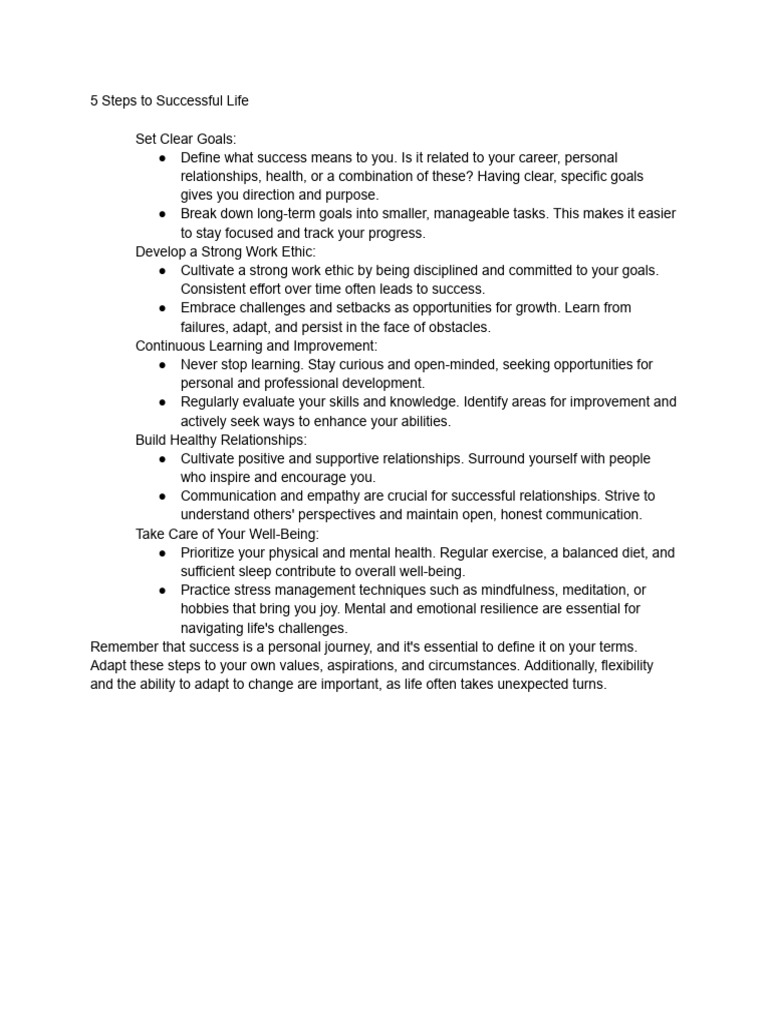 5 steps to successful life pdf