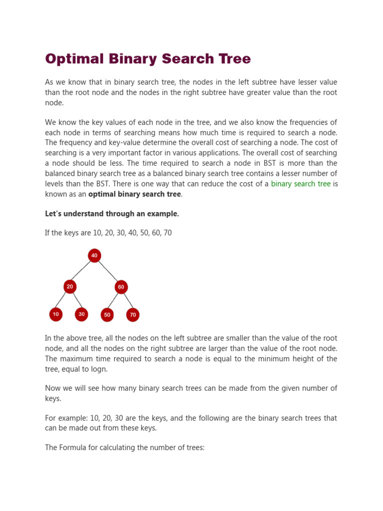 Optimal Binary Search Tree-1 | PDF | Algorithms And Data Structures ...