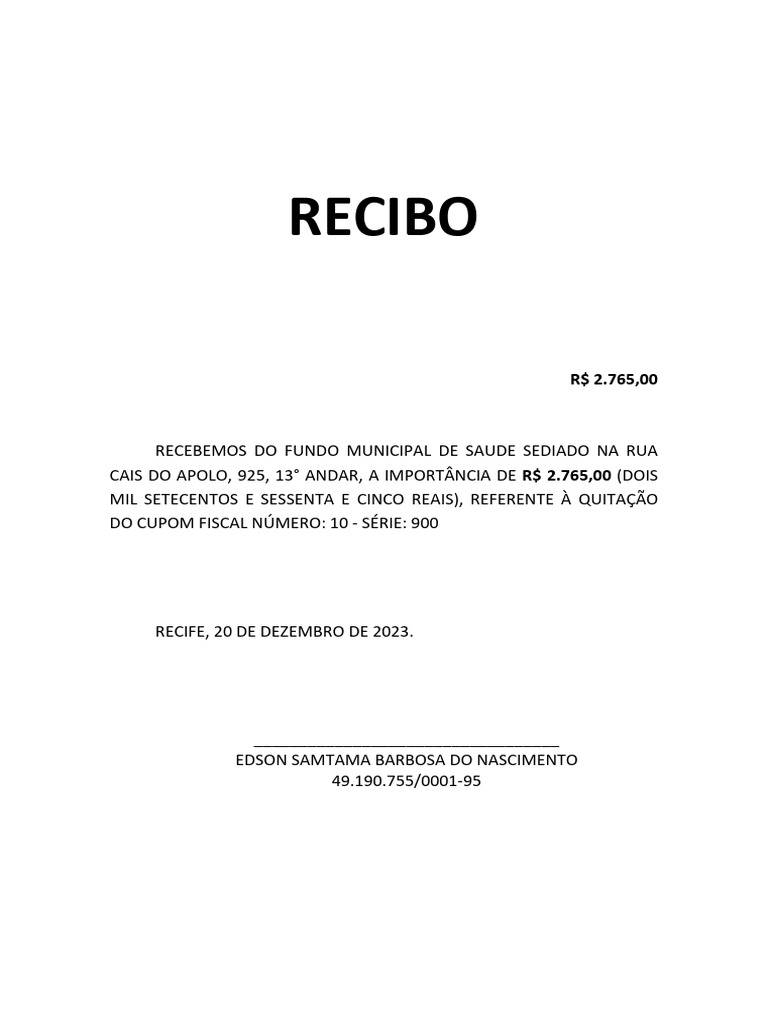 Recibo dr cadeiras pdf