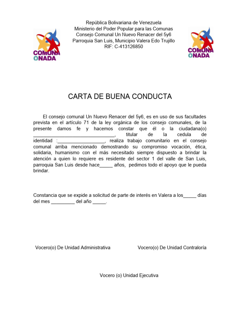 Carta Buena Conducta 5y6 PDF