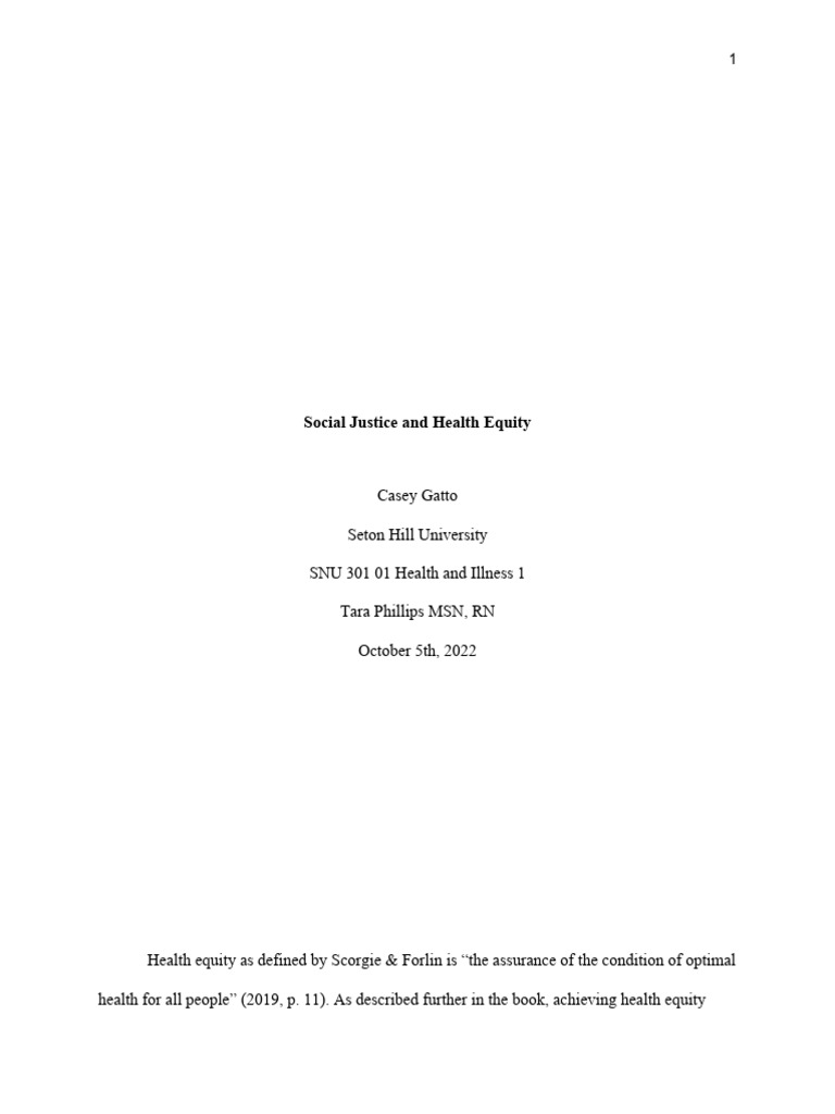 Social Justice And Health Equity 1 Pdf Health Equity Nursing