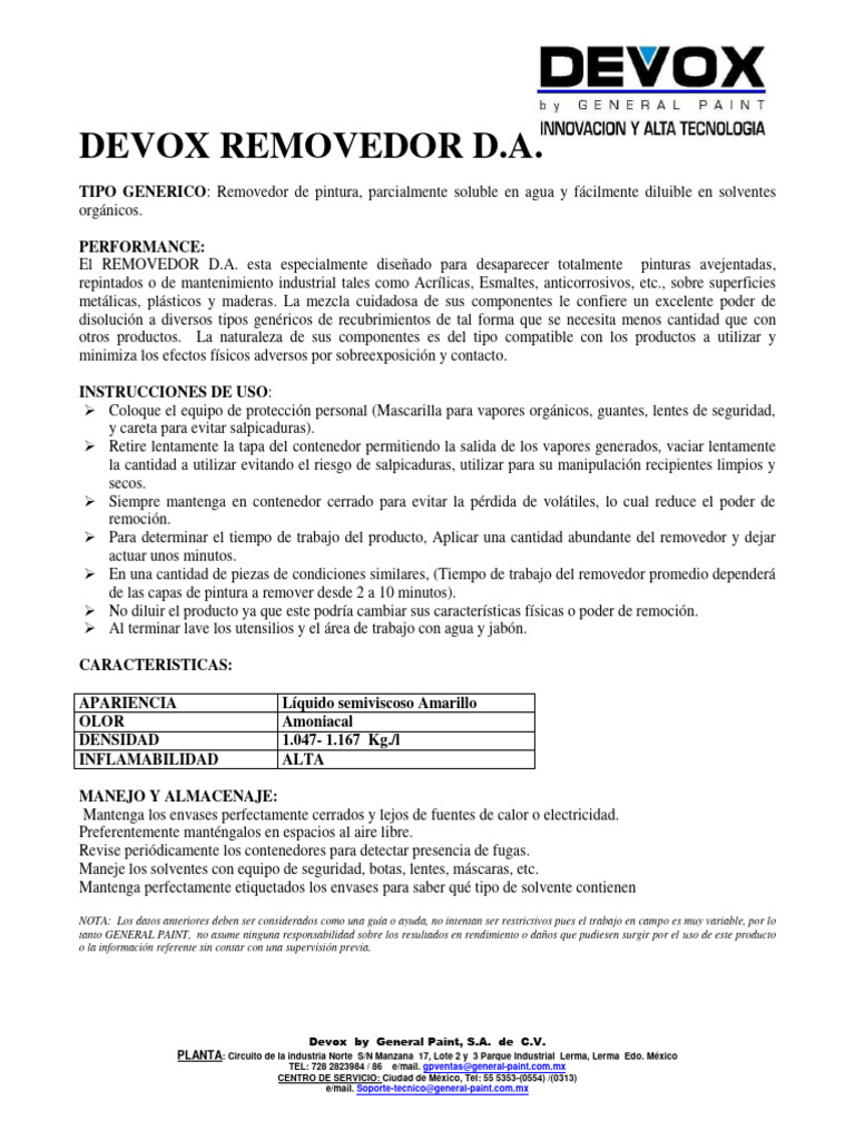 DEVOX REMOVEDOR D A_ PDF Solvente Agua