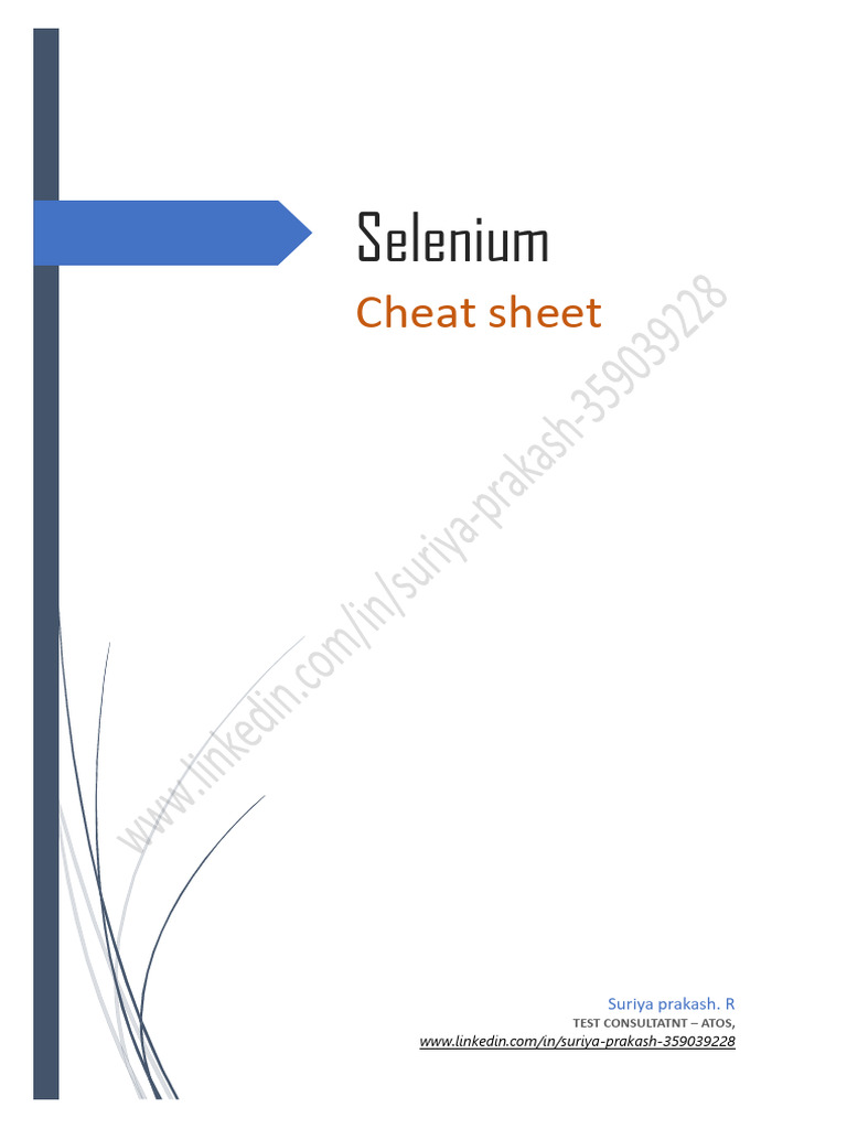 Selenium Cheat Sheet 1700837961 | PDF | Text File | Microsoft Excel