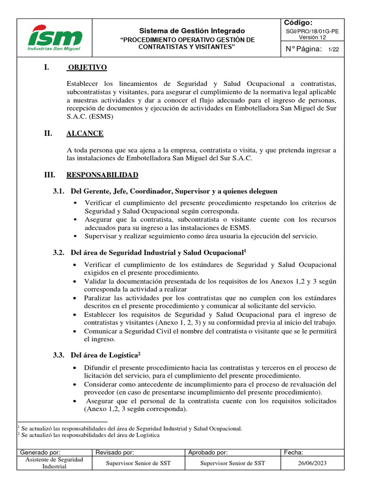 Sgi Pro 18 01g Pe V12 Procedimiento Gestión De Contratistas Y