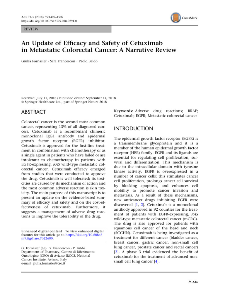 Review 1. Efficacy and Safety of Cetuximab For CRC | PDF | Epidermal ...