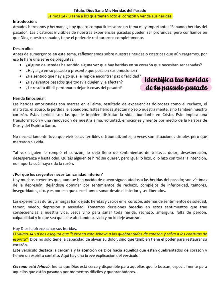 Dios Sana Las Heridas Del Pasado 1 | PDF