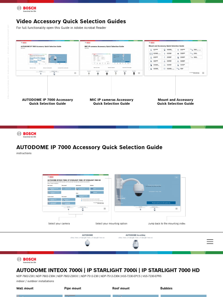 Bosch Camera Accessory Guide | PDF | Optical Fiber | Pipe (Fluid ...