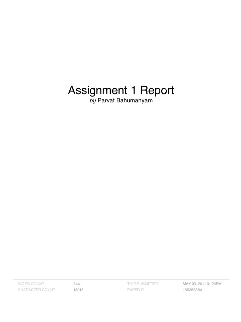 Assignment 1 Report Summary | PDF