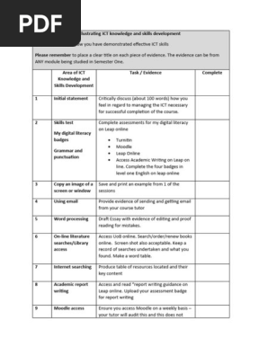 Portfolio of evidence illustrating ICT knowledge and skills development