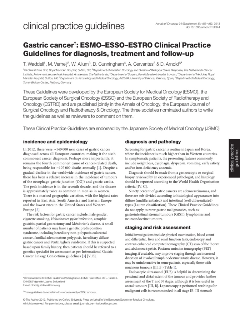 cLINICAL PRACTICE GUIDELINES | PDF | Oncology | Cancer