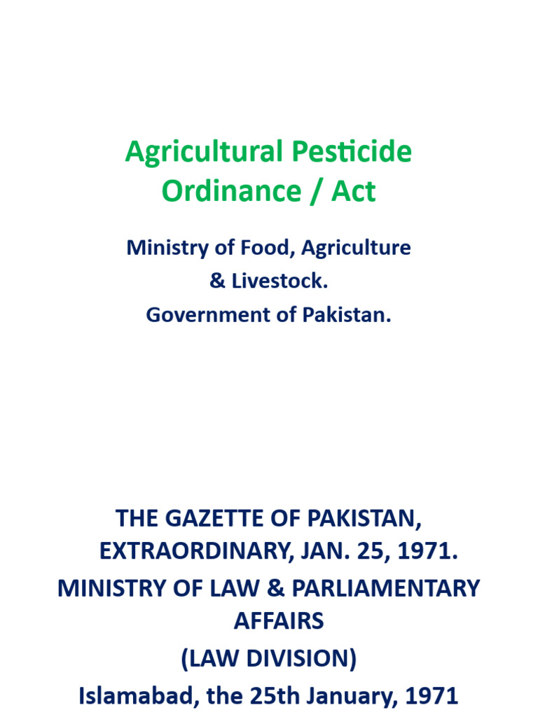 Lecture 2 Agricultural Pesticide Ordinance | PDF | Pesticide | Magistrate