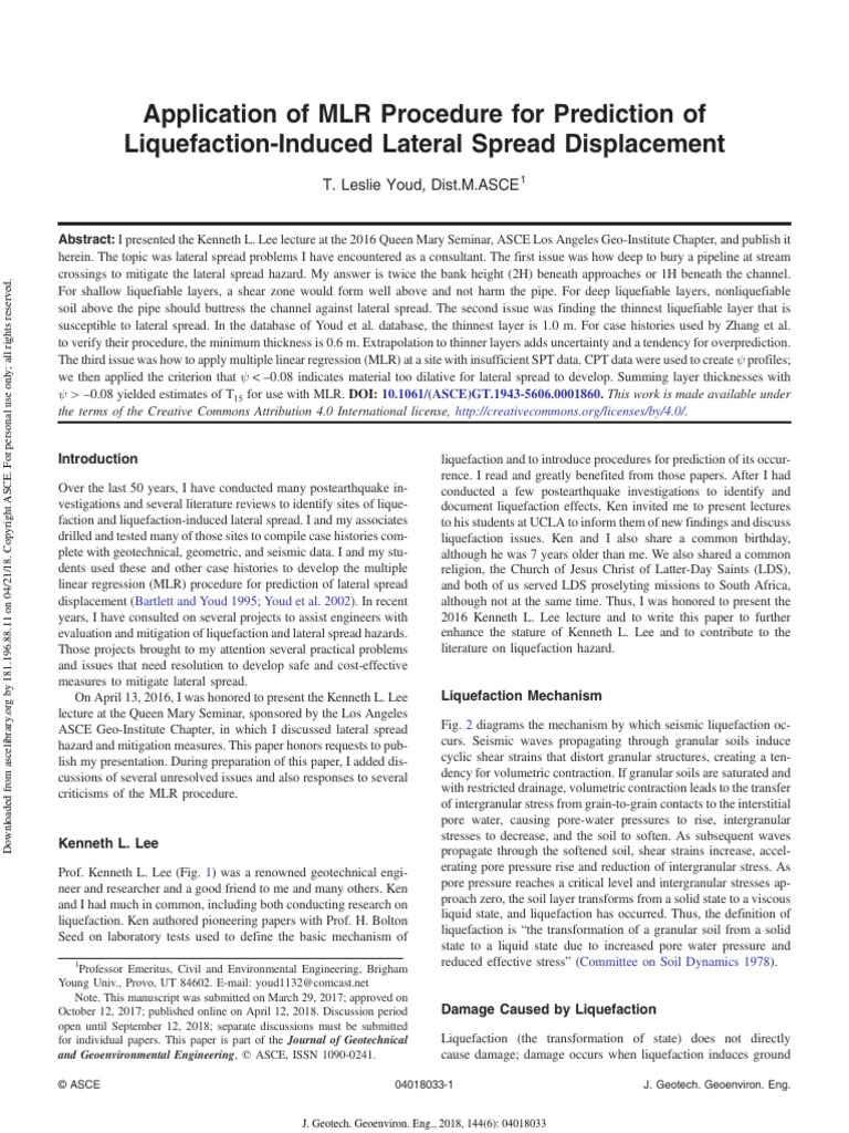Youd Lateral Spreading | PDF