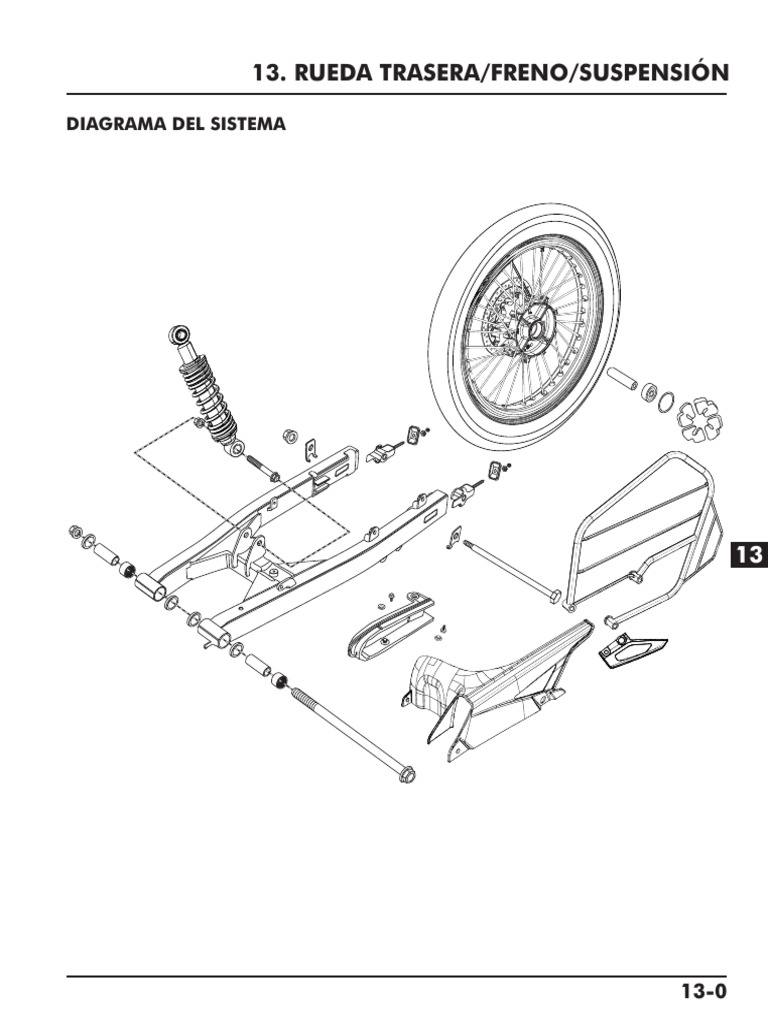 Partes y Mantenimiento de Rueda Trasera de Moto | PDF | Eje | Engranaje