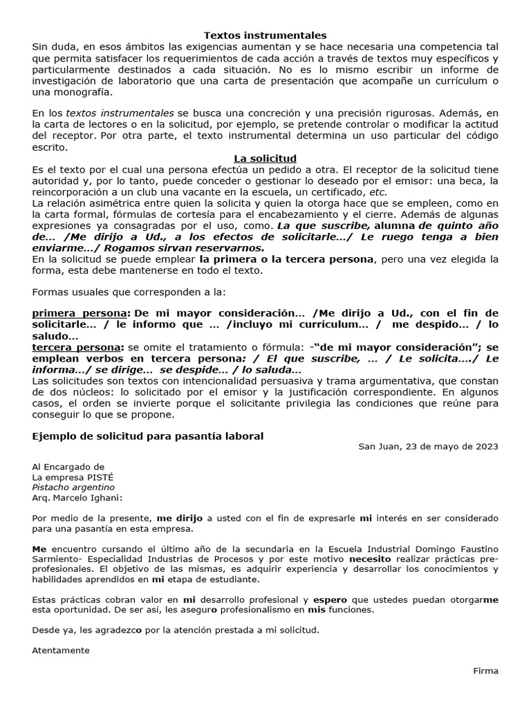 Ejemplos de textos instrumentales | PDF | Plan de estudios