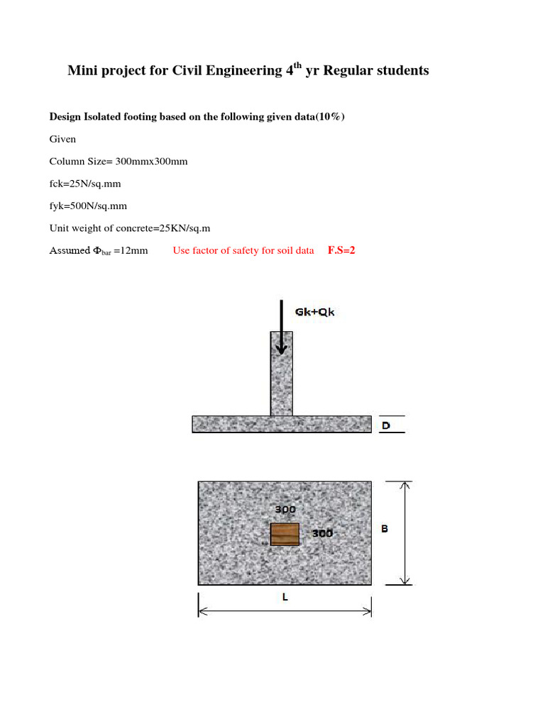 Isolated Footing Design Mini Project | PDF