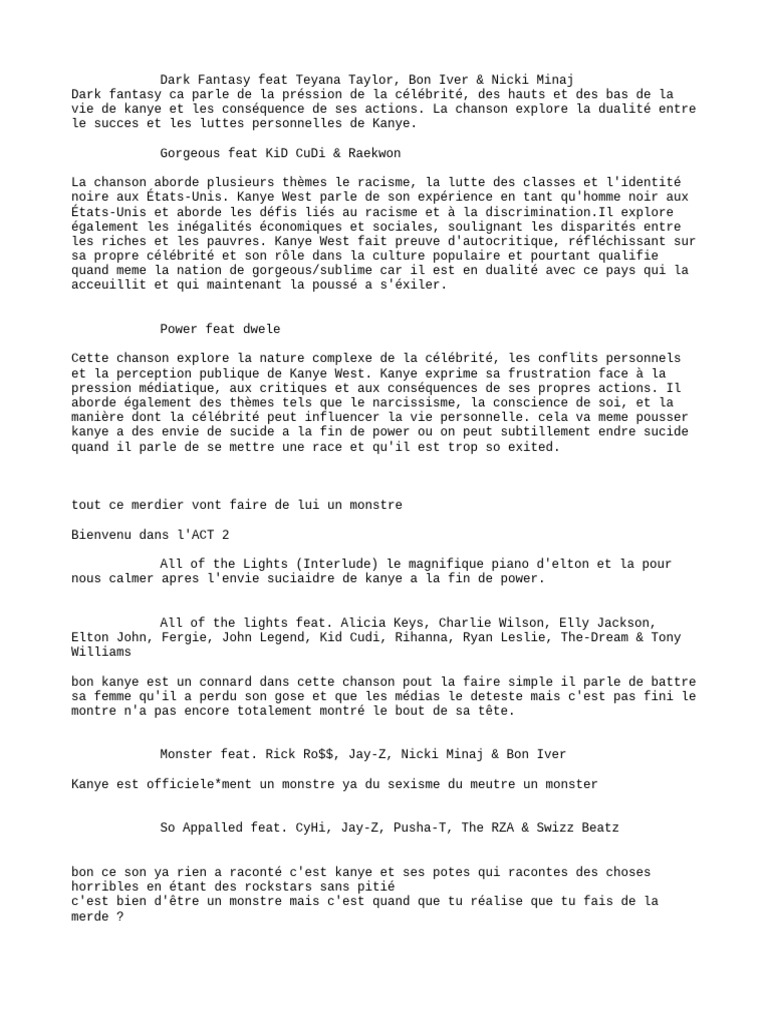Song MBDTF | PDF