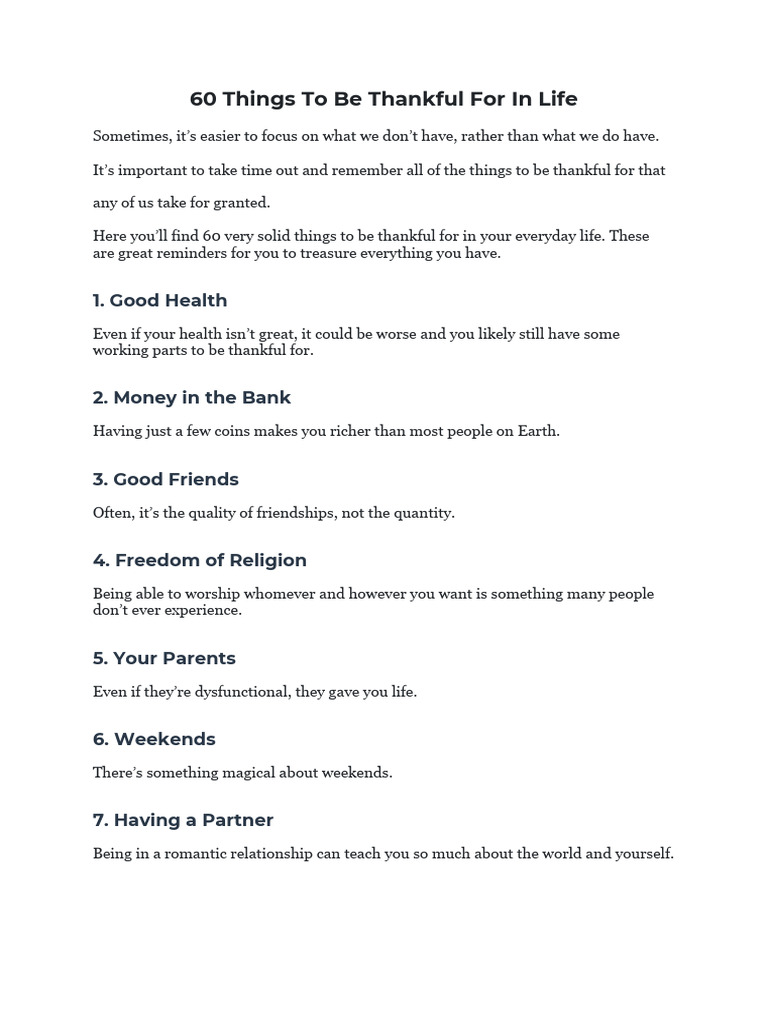 60 Things to Be Thankful For | PDF | Invention