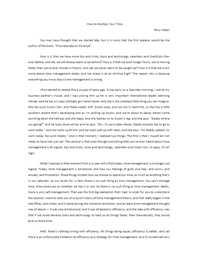How To Multiply Your Time | PDF | Time Management | Professional Skills