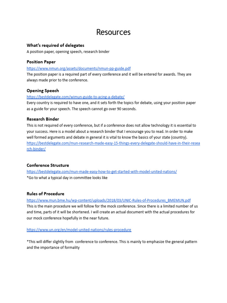 Essential MUN Delegate Resources | PDF | Computers