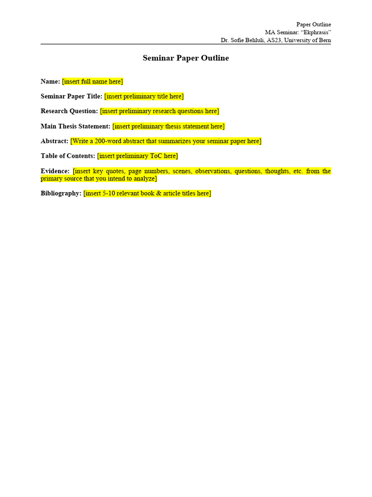Paper Outline Template | PDF