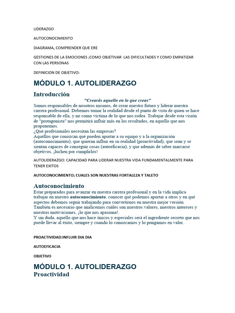 Autoeficacia y Autoliderazgo Efectivo | PDF | Crecimiento personal y ...