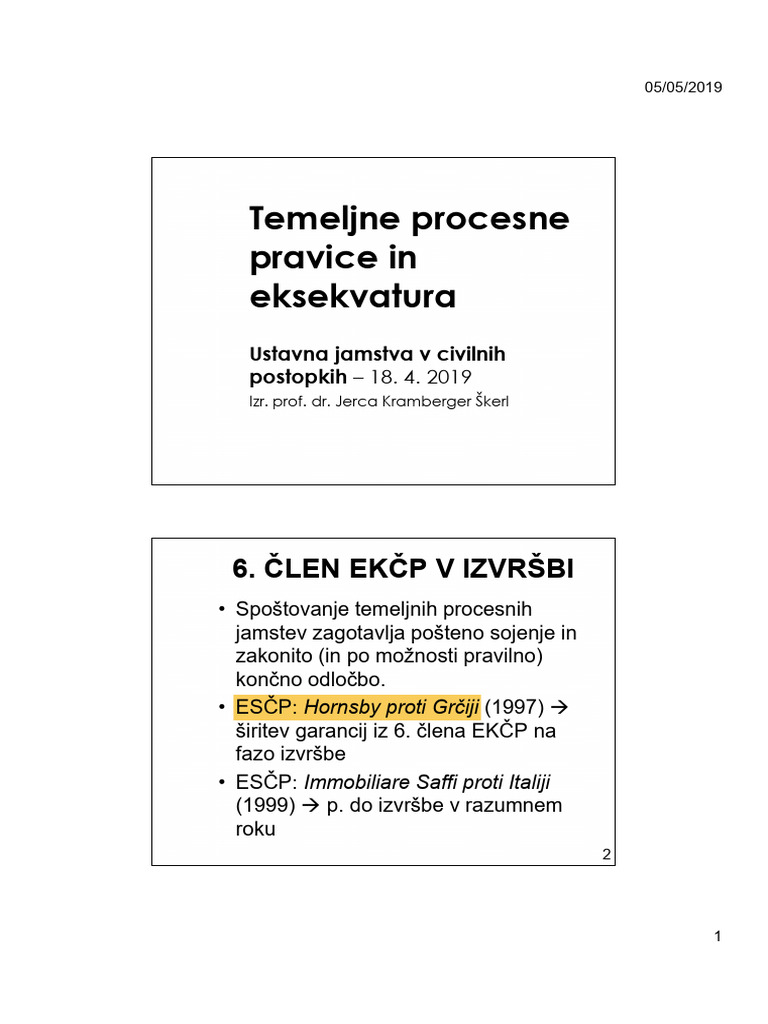 Temeljne Procesne Pravice in Eksekvatura | PDF