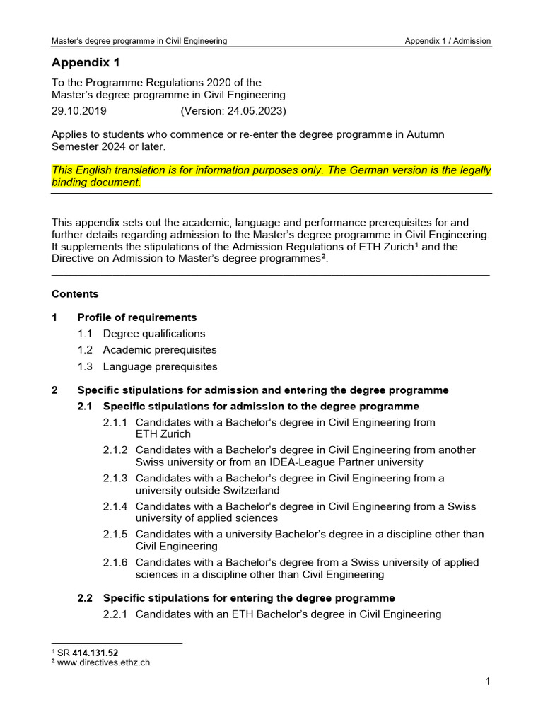 MSC Civil Engineering Appendix | PDF | Academic Degree | Bachelor's Degree