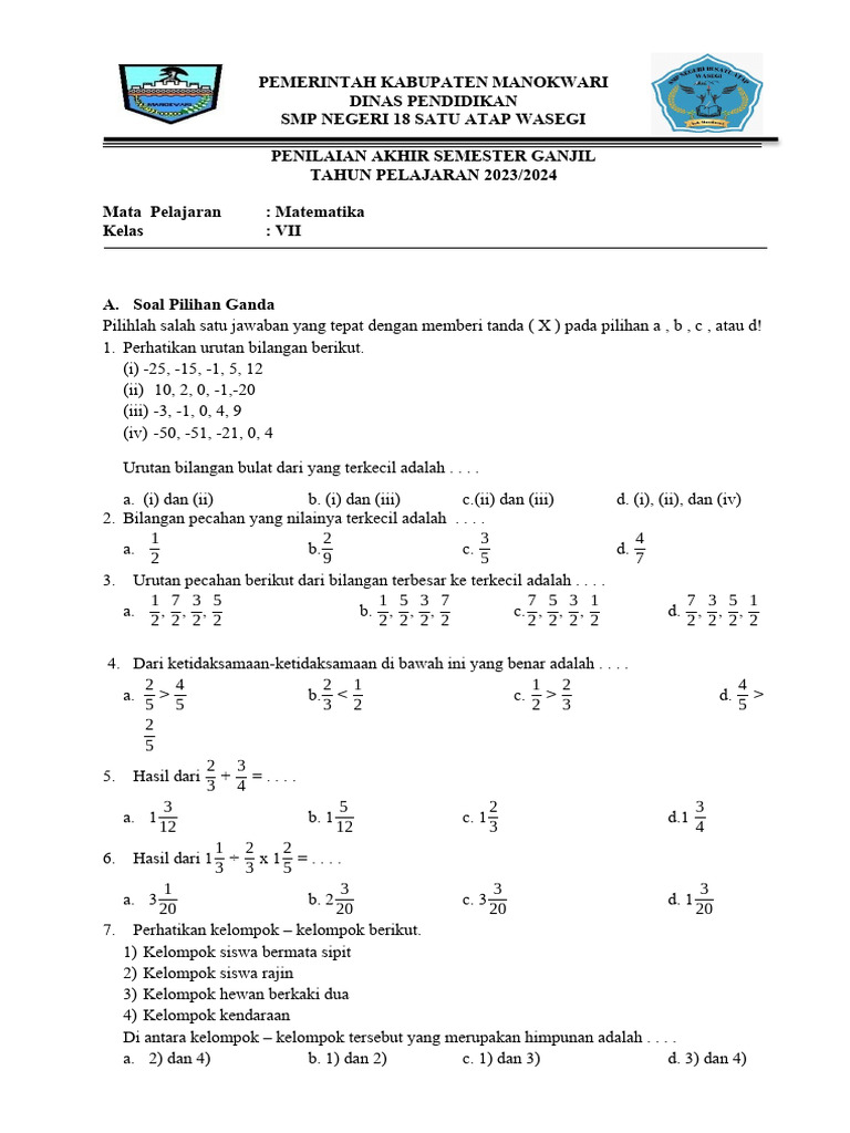 Matematika Kelas 7 | PDF