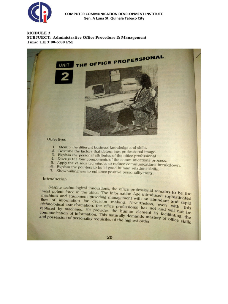Administrative Office Procedure & Management MODULE 3 | PDF | Computers