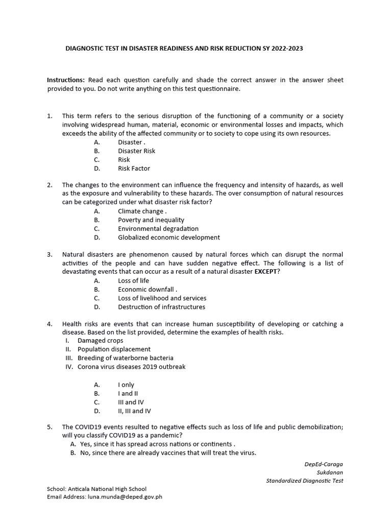 DRRR Diagnostic Test | PDF