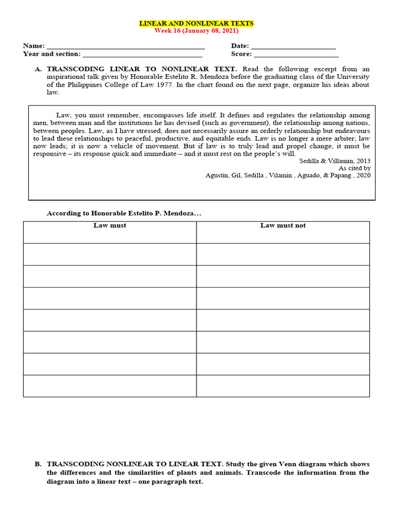 Linear And Non Linear Text