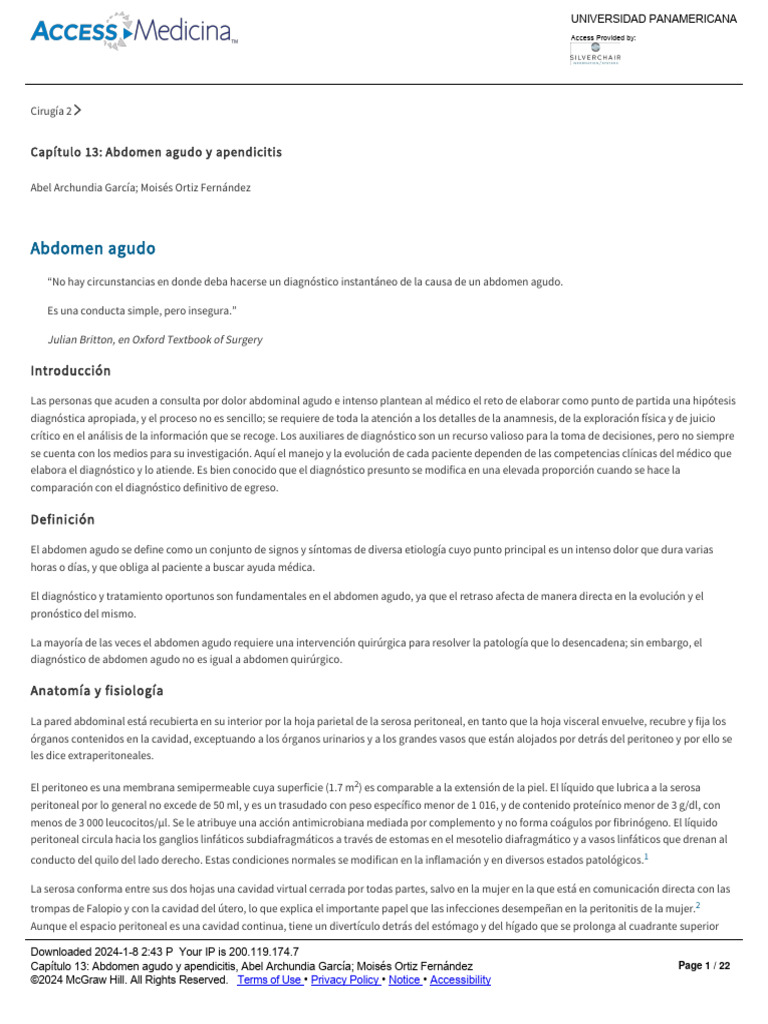 Capítulo 13 - Abdomen Agudo y Apendicitis | PDF | Abdomen ...