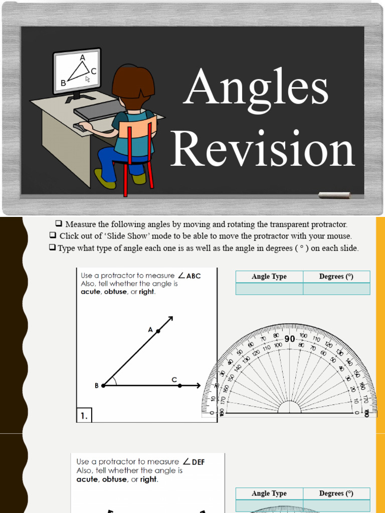 Protractor Angle Measurement Exercises | PDF | Angle | Trigonometry