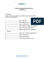 Present Perfect Simple Exercises Questions