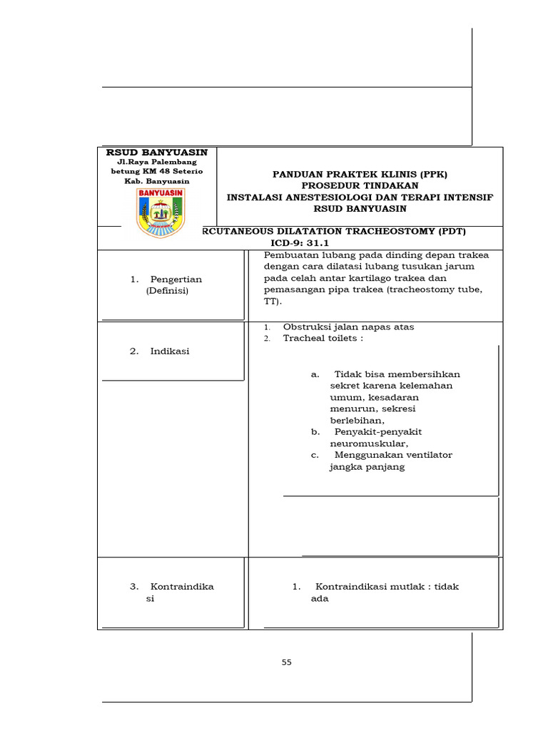 Panduan PDT Trakeostomi RSUD Banyuasin | PDF