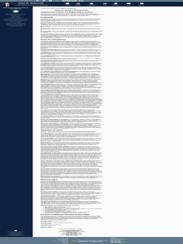 How To Read A Prospectus Pdf Stocks Dividend