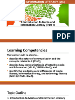 Introduction To MIL Part 1 Communication Media Information and Technology Literacy