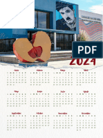 Documento A4 Calendario 2024 Sencillo Rasgado Foto Papel Crema Rojo
