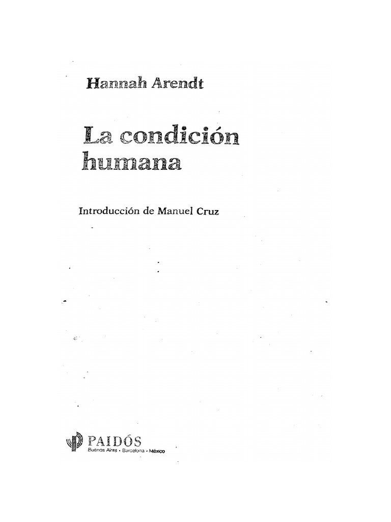 Hannah Arendt, de La Condición Humana | PDF