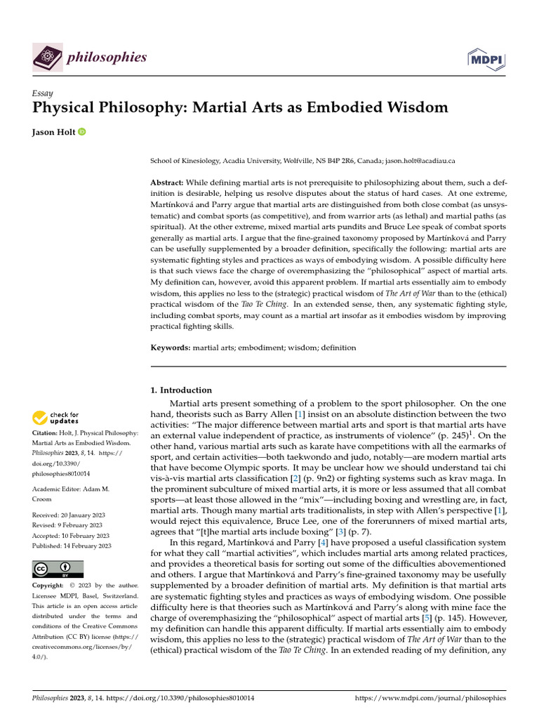 Physical Philosophy Martial Arts As Embodied Wisdo | PDF | Jujutsu ...