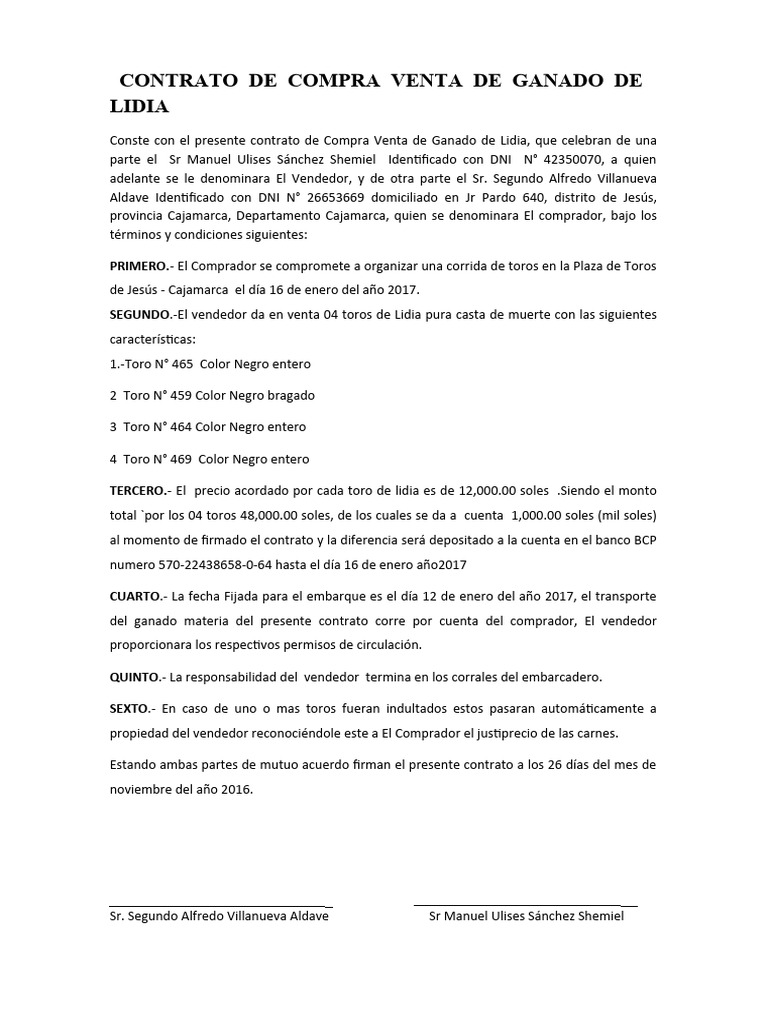 Contrato compra venta ganado pdf