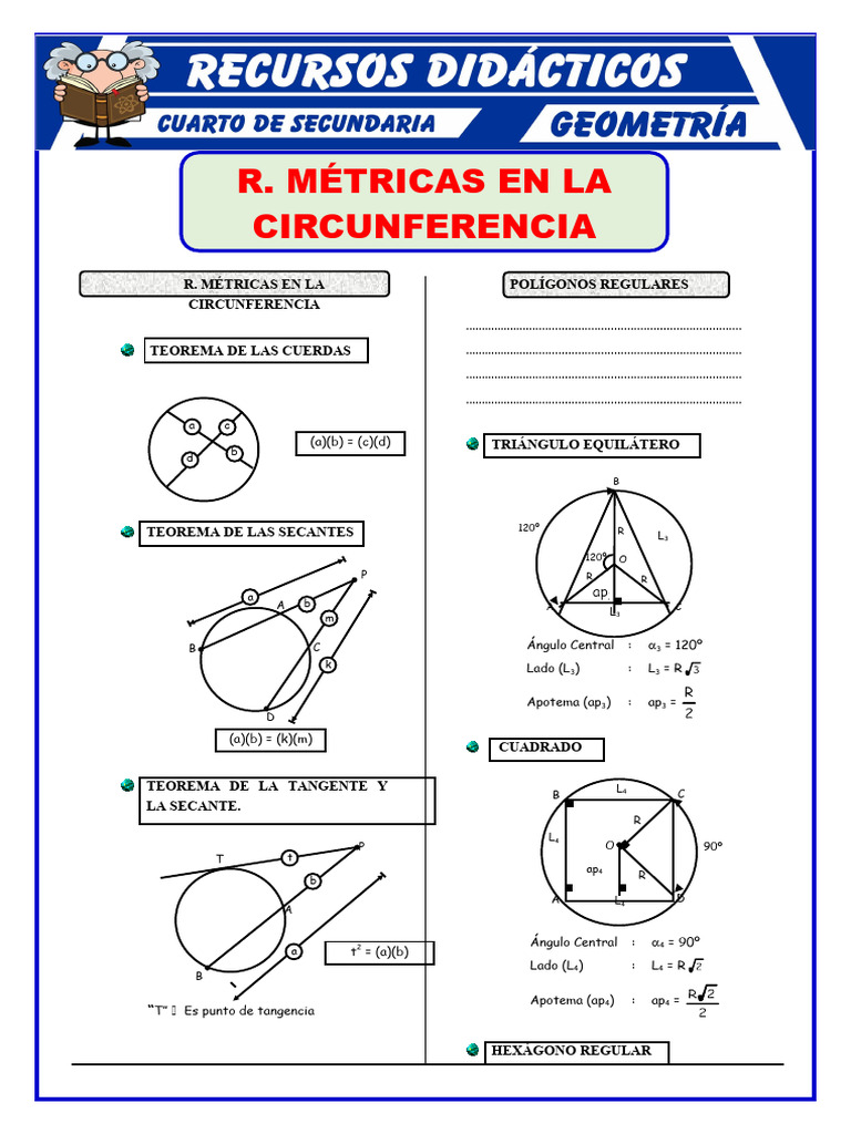 Relaciones Métricas en La Circunferencia para Cuarto de Secundaria ...