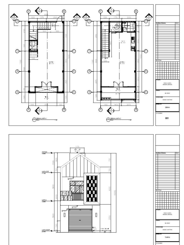 Ruko 2 Lantai Bandar Lampung Plans | PDF