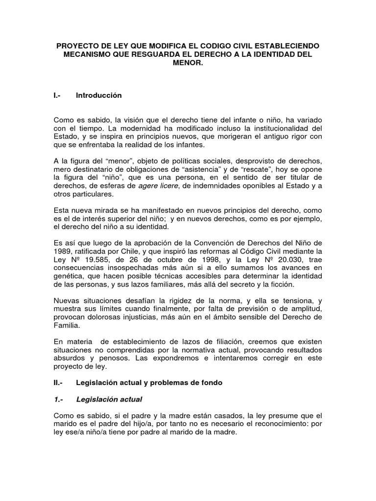 Proyecto de Ley Que Modifica El Codigo Civil | PDF | Derecho